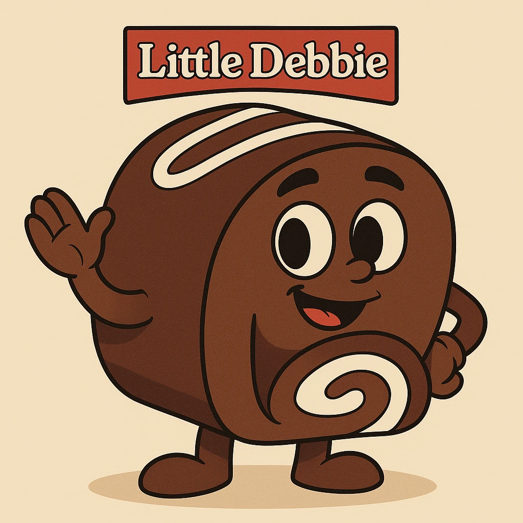 cartoon style illustration of a Little Debbie Swiss Roll, cute and appealing emoji
