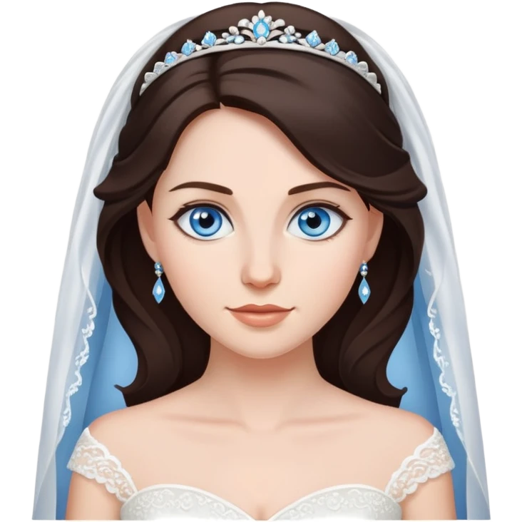 Bride with dark brown hair and blue eyes  emoji
