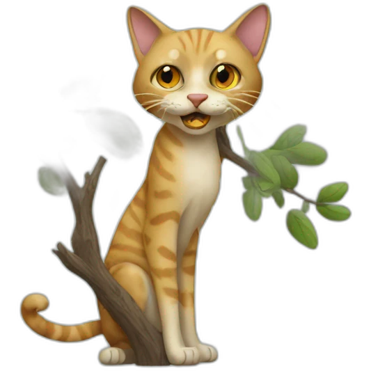 nasty old cat wearing postmodern branch emoji