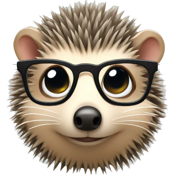 little hedgehog with glasses emoji