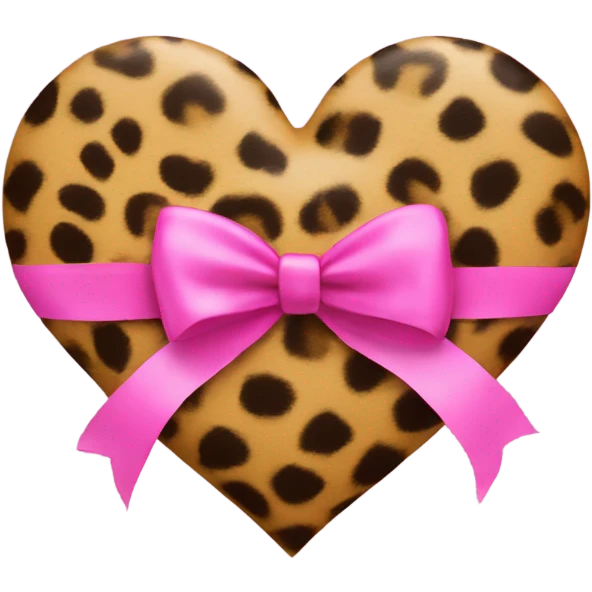 cheetah print heart with pink bow emoji