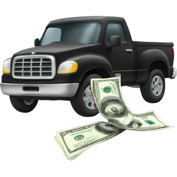 Black truck speeding with money flying out window emoji