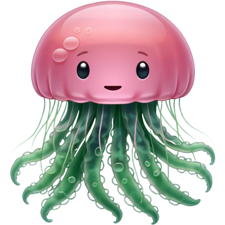 Beautiful pale pink transparent jellyfish among algae  emoji