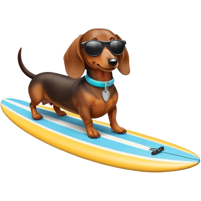 A dachshund riding a surf board with sunglasses  emoji