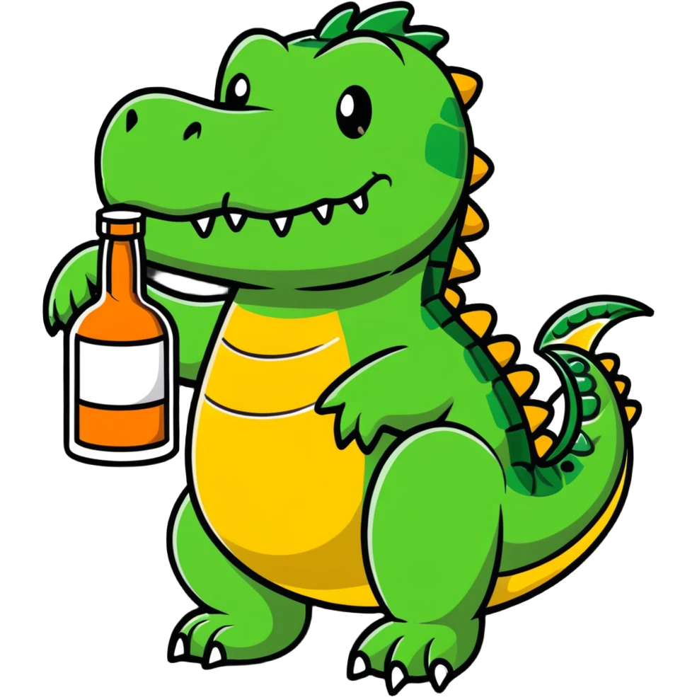 crocodile with a bottle of whiskey emoji