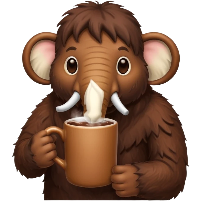 A mammoth who drinks a hot chocolate emoji