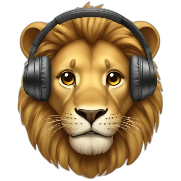 lion with headphones emoji