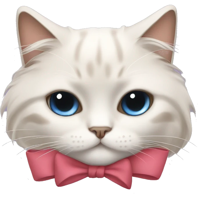 sleeping ragdoll cat with bow emoji