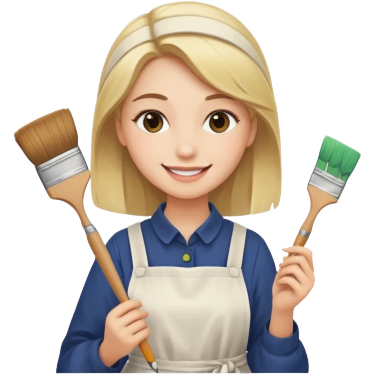 Young Women painting smilling tablier emoji