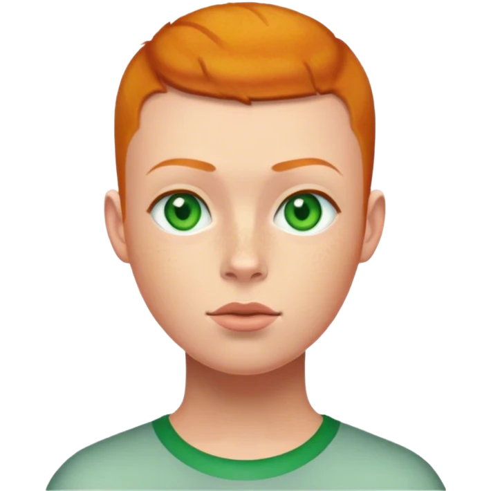ginger with green eyes and buzz cut emoji