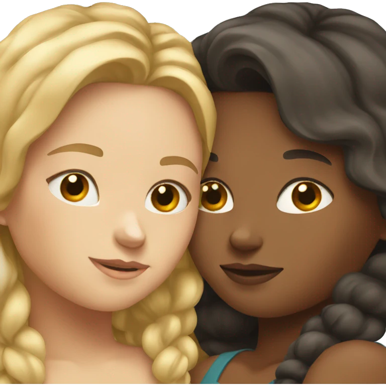 Two white girls cuddling  emoji