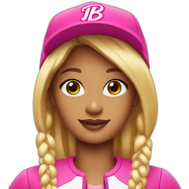 Jul wearing barbie cap emoji