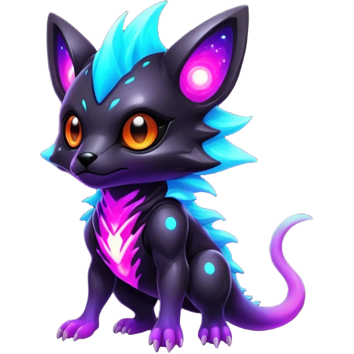 Epic Edgy Cute Colorful Vibrant Dark Nebula Modern Vernid-Protogen-creature-animal, full body emoji