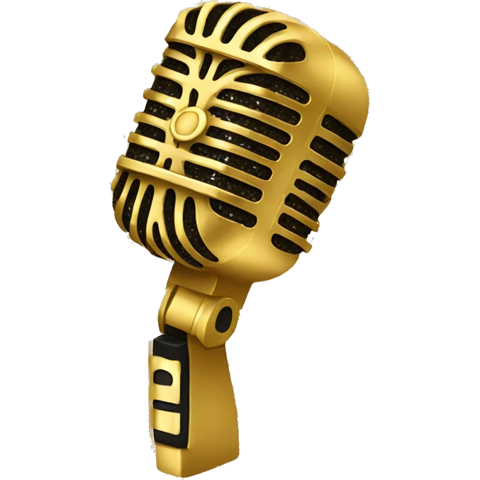 a gold microphone with glitter emoji