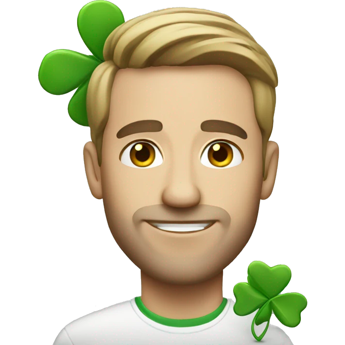 white man with clover emoji