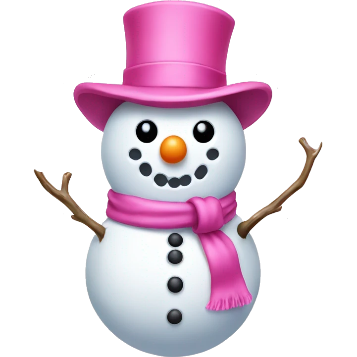 Snowman with a pink bow and a pink hat  emoji