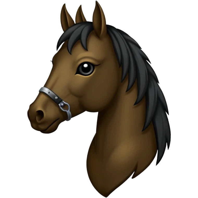 DunkelBraunes Pferd mit langer schwarzer Mähne emoji