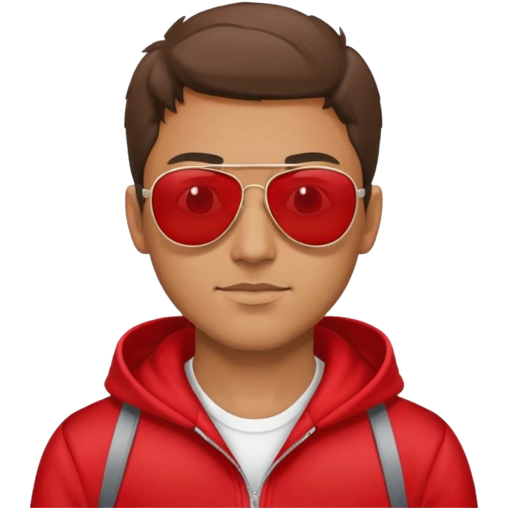 man with aviator sunglasses wearing a red hoodie emoji