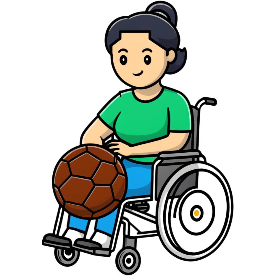 woman in wheelchair with football emoji