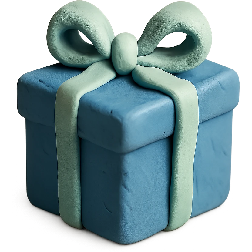 blue present box with soft ribbon emoji