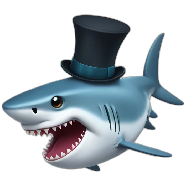 Shark with a top hat emoji