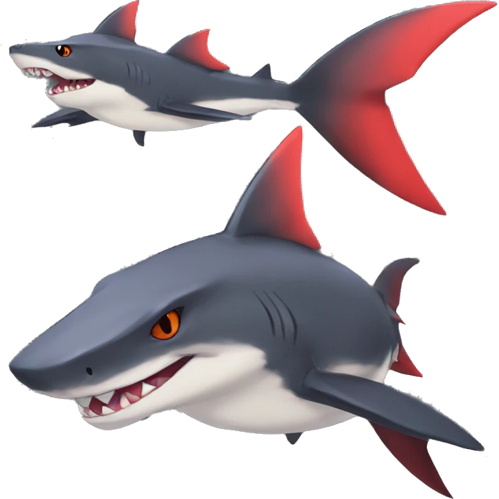 Anthro Cute cool black red nargacuga-shark animal hybrid Fakemon full body emoji