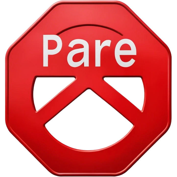 placa de transito vermelha escrito pare emoji