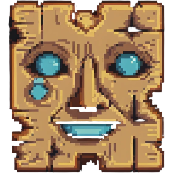 piece of wood with a face, simple and retro emoji