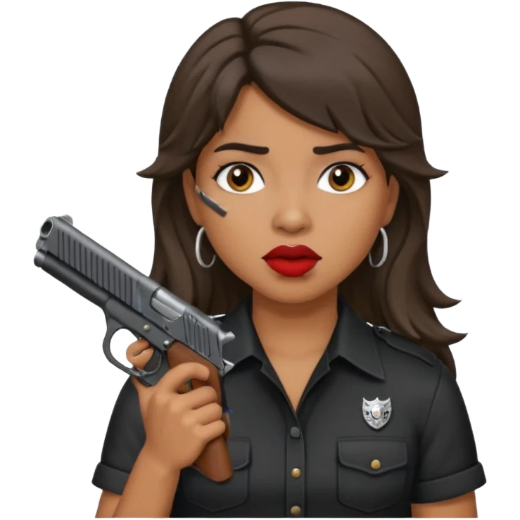 latina with mullet putting gun in her mouth emoji
