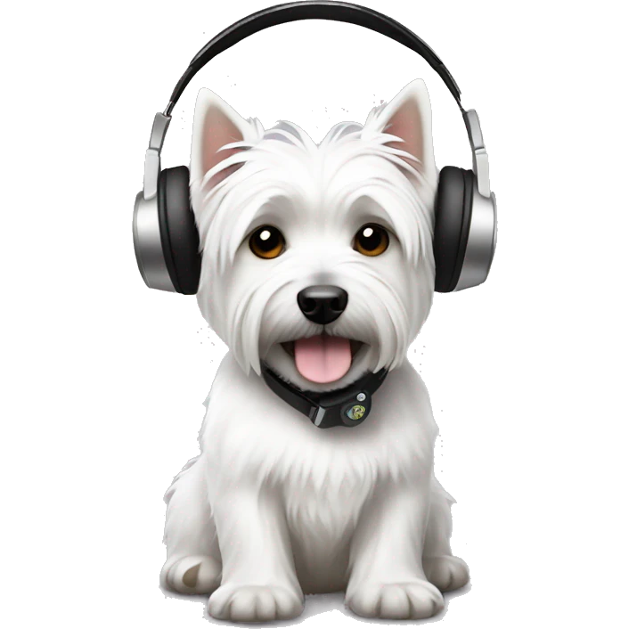 west highland white terrier with black headphone emoji