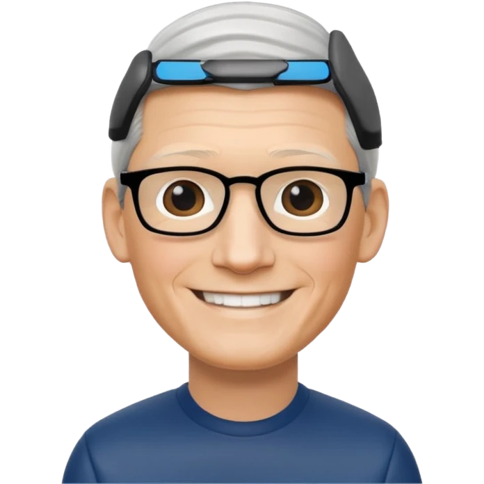 Bobblehead of Tim Cook smiling emoji