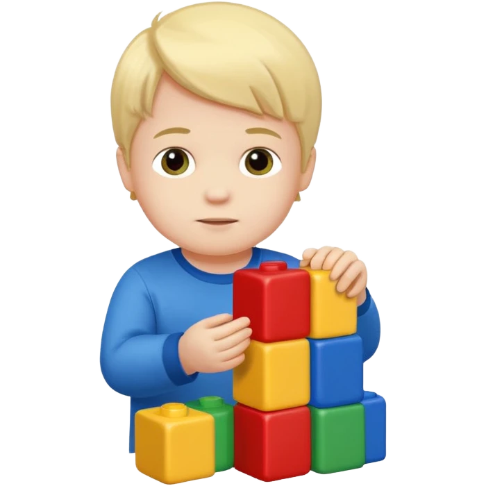 Toddler boy – stacking colorful building blocks.
 emoji