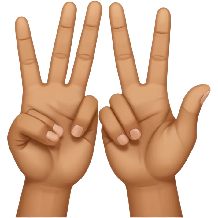 two peace hand sign but one is flipped the other way touch the other fingers emoji