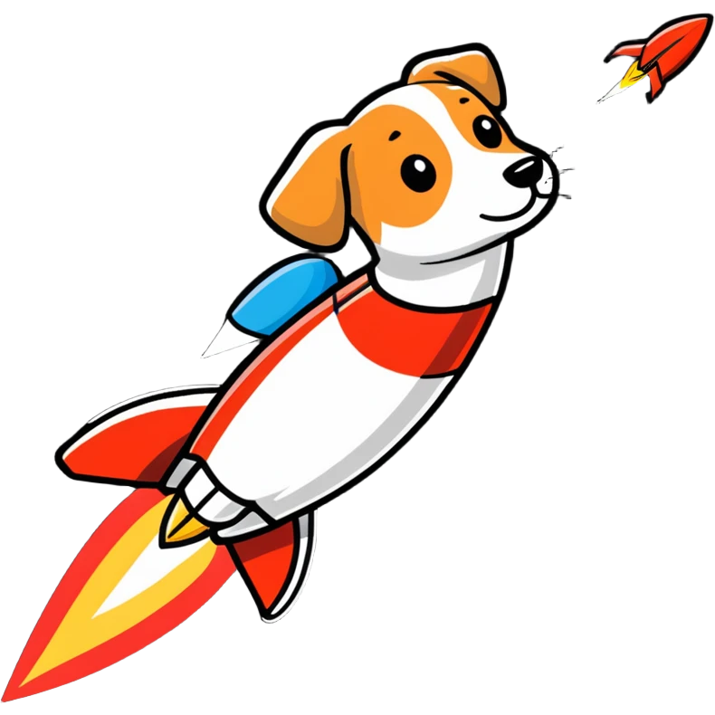 dog flying on a rocket emoji