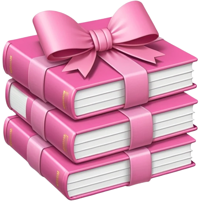 Pink Books stacked up and tied together by a white bow emoji
