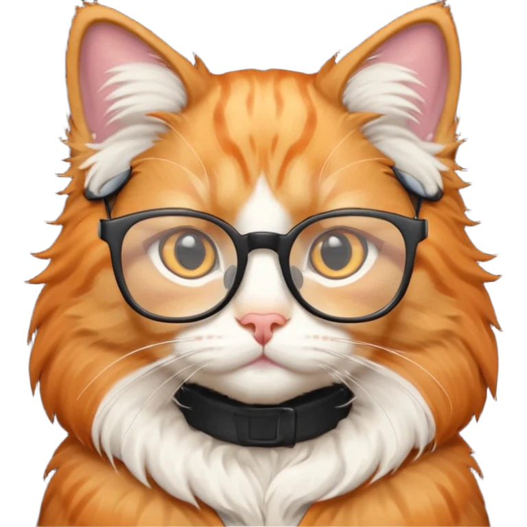 Orange cat wearing nerdy square glasses. emoji