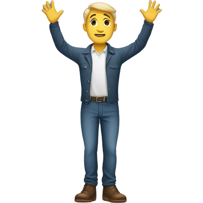 Man standing on his feet, raising his hands emoji