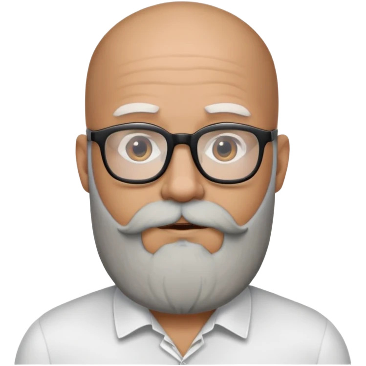 bald man with glasses with big black and white beard emoji