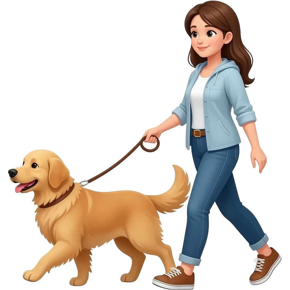 Woman walking her golden retriever emoji