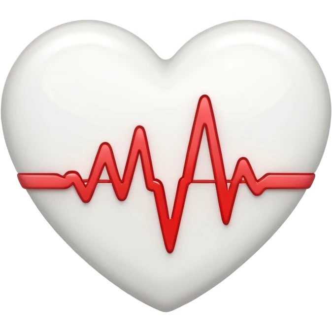 white heart with a heartbeat line, Discord emoji style emoji