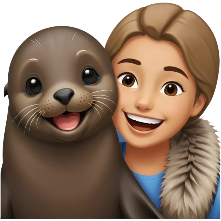 funny fur seal with girl and boyfriend couple emoji