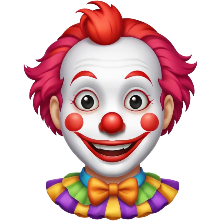 a cute clown with red nose and colorful hair emoji