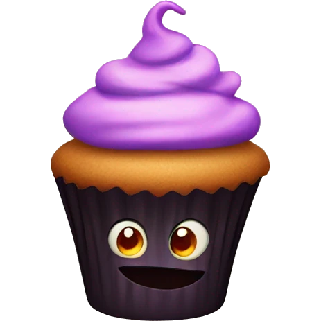 A cupcake that’s a demon emoji