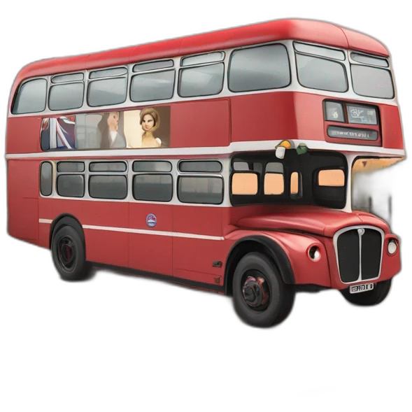 londonian bus with queen elisabeth emoji