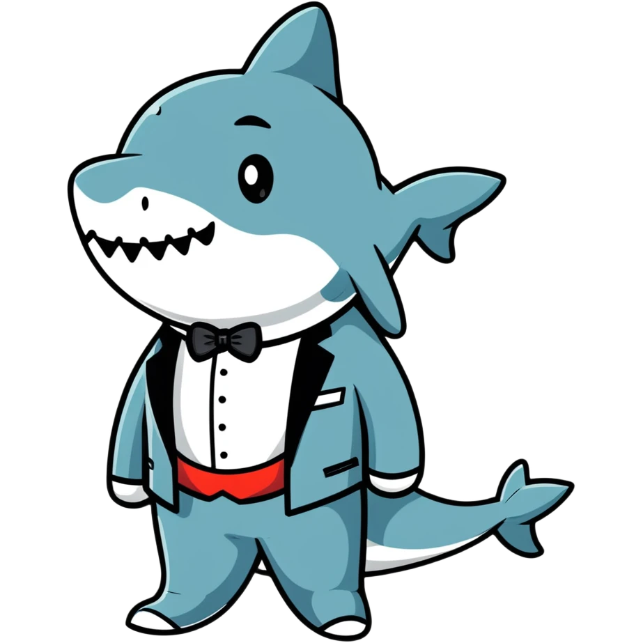 shark wearing a tuxedo emoji