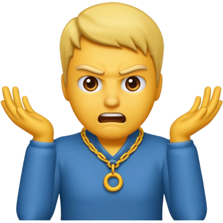 I want an emoji of a person with two hands around their neck and making like an angry face emoji