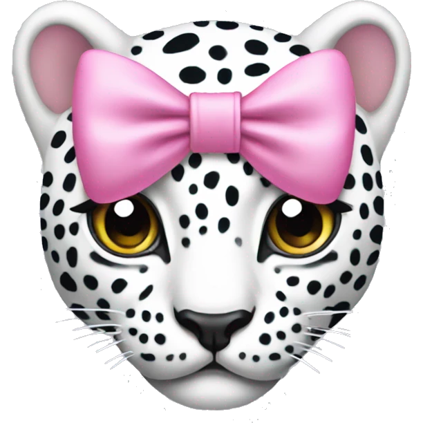 White leopard with a pink bow emoji