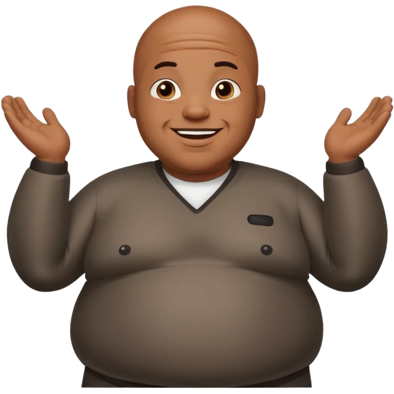 Fat black bald guy shrugging emoji