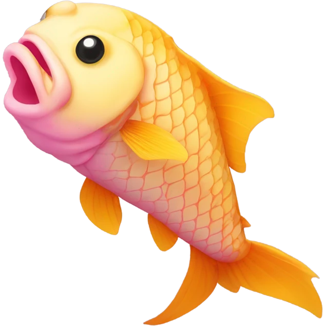 Yellow carpe koi with pink antenna emoji