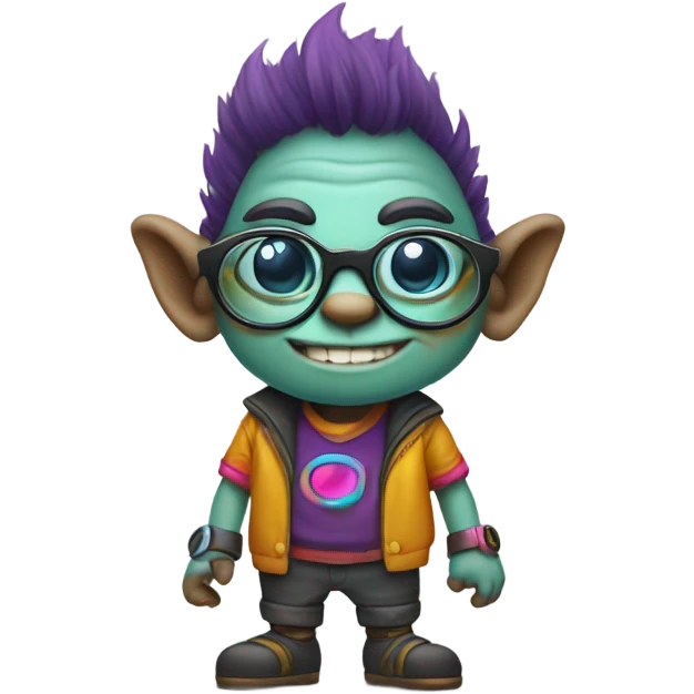 Nerdy short gay troll holding a laser emoji